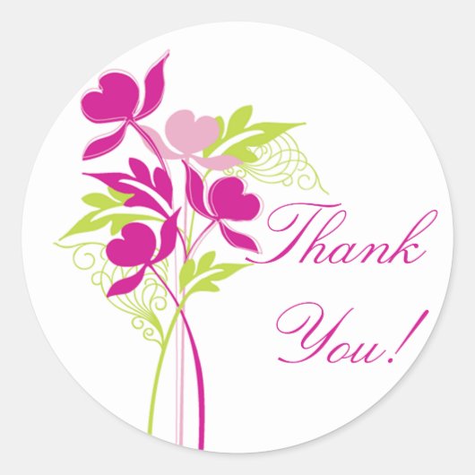 ピンクスタイリッシュ&グリーンブーケブライダルシャワーシール ラウンドシール (正面)