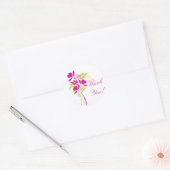 ピンクスタイリッシュ&グリーンブーケブライダルシャワーシール ラウンドシール (封筒)