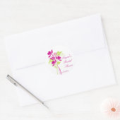 ピンクスタイリッシュ&グリーンブーケブライダルシャワーシール ラウンドシール (封筒)