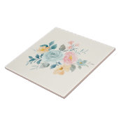 ピンクスタイリッシュ&ブルーフラワーブーケ タイル (側面)