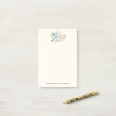 ピンクスタイリッシュ&ブルーフラワーブーケ ポストイット (デスク上)