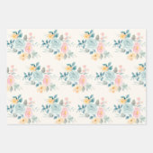 ピンクスタイリッシュ&ブルーフラワーブーケ ラッピングペーパーシート (正面3)