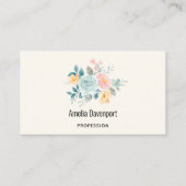 ピンクスタイリッシュ&ブルーフラワーブーケ 名刺 (正面)