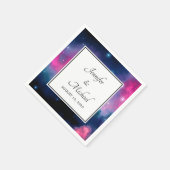 ピンクスタイリッシュ&ブルー銀河系スターズ抽象芸術結婚 スタンダードカクテルナプキン (角)