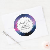 ピンクスタイリッシュ&ブルー銀河系スターズ抽象芸術結婚 ラウンドシール (封筒)