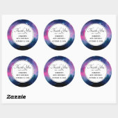 ピンクスタイリッシュ&ブルー銀河系スターズ抽象芸術誕生日 ラウンドシール (シート)