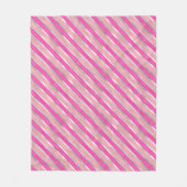 ピンクスタイリッシュ、金ゴールド、シルバーフォイルのクリスマスストライプ飾り フリースブランケット (正面)