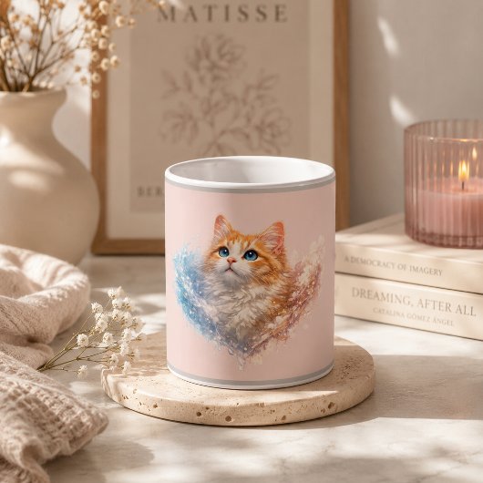 ピンクスタイルの猫 コーヒーマグカップ