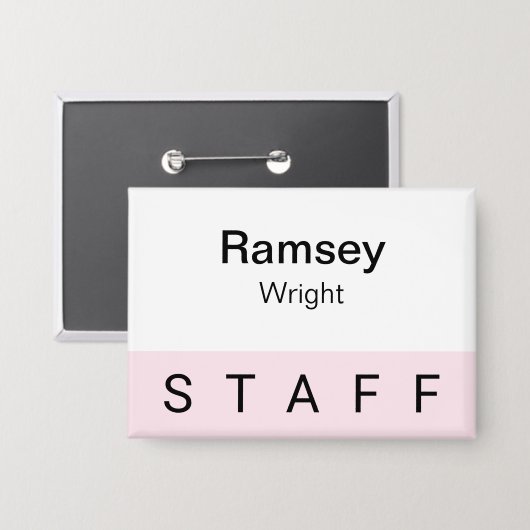 ピンクスタッフバッジピンバックボタン3.5インチネームタグ 缶バッジ (正面/裏面)