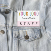 ピンクスタッフバッジ（ロゴ付きピンバック名ボタン） 缶バッジ (インサイチュ)