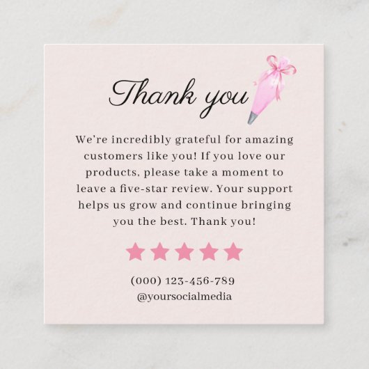 ピンクスタンドミキサーベーカリーレビュー要求 スクエア名刺 (裏面)