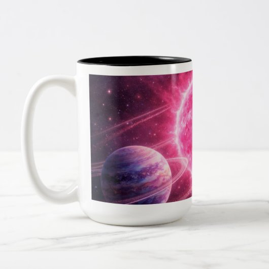 ピンクスターと2つの惑星 ツートーンマグカップ (左)