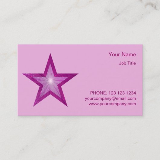 ピンクスターの名刺サイドスター淡い色のピンク 名刺 (正面)