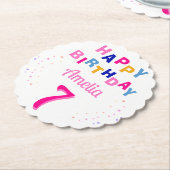ピンクスターカラフルズガールハッピーバースデーパーティー ペーパーコースター (アングル)