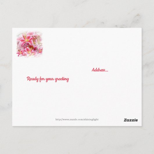 ピンクスターガザーリリーありがとうクリスチャンフレンド ポストカード (裏面)