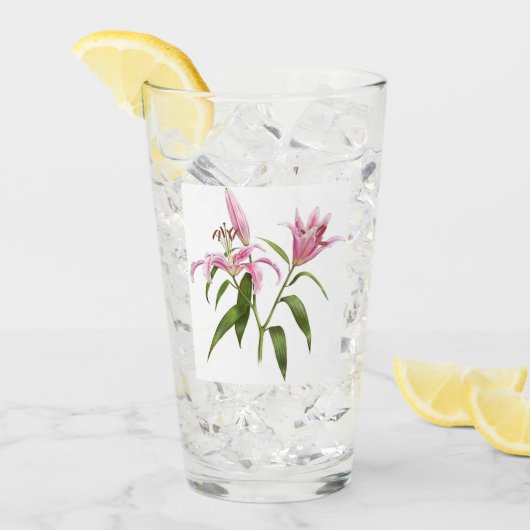 ピンクスターガーザーリリーフローラ植物芸術 タンブラーグラス (アイス正面)