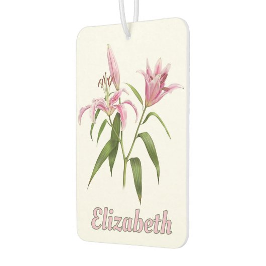 ピンクスターガーザーリリー植物学パーソナライズされた術 カーエアーフレッシュナー (左)