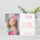 ピンクスターガールフォト誕生日 サンキューカード (スタンド正面)