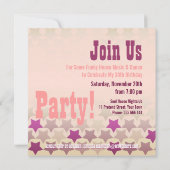 ピンクスターズカントリーギャルバースデーパーティーの招待 招待状 (裏面)