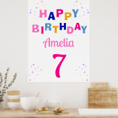 ピンクスターズガールハッピーバースデー ポスター (キッチン)