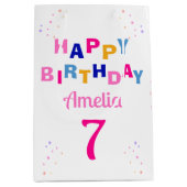 ピンクスターズガールハッピーバースデー ミディアムペーパーバッグ (正面)