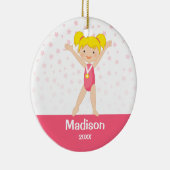 ピンクスターズブロンド·ガール体操パーソナライズされた セラミックオーナメント (右)