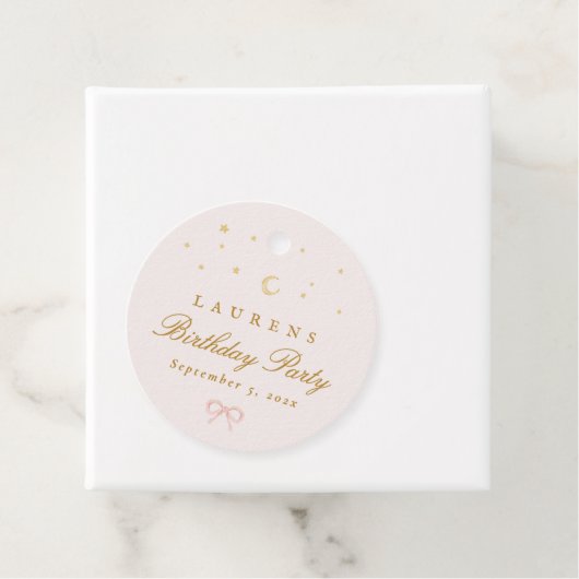 ピンクスターズムーンプリンセスおとぎ話バースデーパーティー フェイバータグ (インサイチュ)