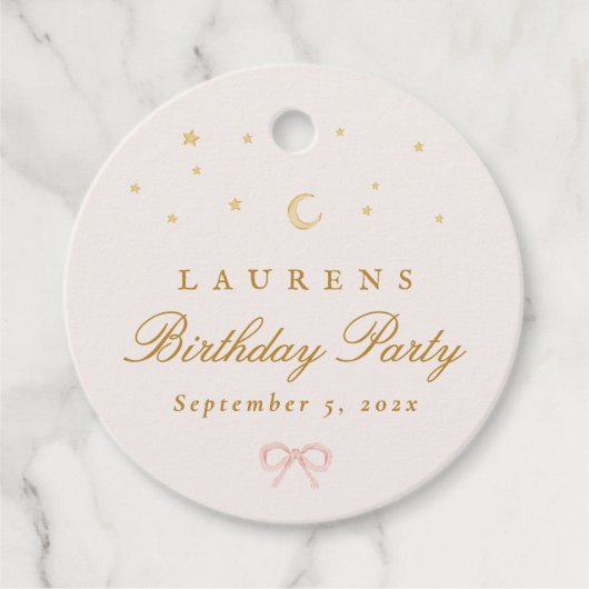 ピンクスターズムーンプリンセスおとぎ話バースデーパーティー フェイバータグ (正面)