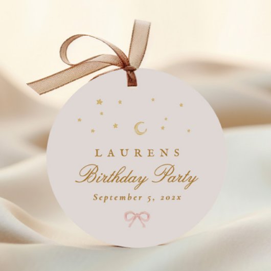 ピンクスターズムーンプリンセスおとぎ話バースデーパーティー フェイバータグ