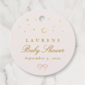 ピンクスターズムーンプリンセスおとぎ話ベビーシャワー フェイバータグ (正面)