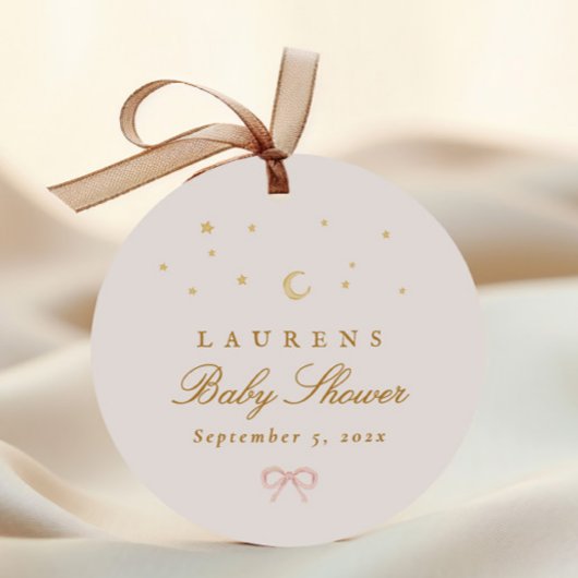 ピンクスターズムーンプリンセスおとぎ話ベビーシャワー フェイバータグ