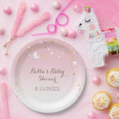 ピンクスターズムーンベビーシャワー ペーパープレート (パーティー)