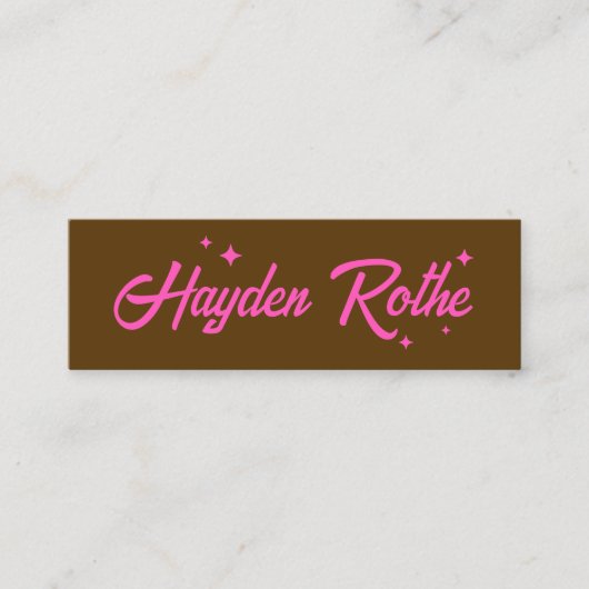 ピンクスターズレトロタイポグラフィブラウン スキニー名刺 (正面)