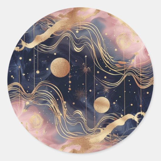ピンクスターダスト抽象芸術カスタム封筒用シール ラウンドシール (正面)