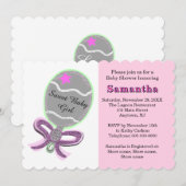 ピンクスターハンドベルベイビーシャワー 招待状 (正面/裏面)