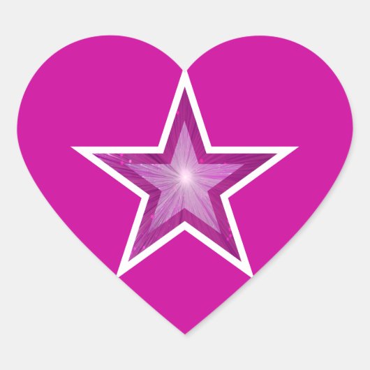 ピンクスターハートステッカーピンク ハートシール (正面)