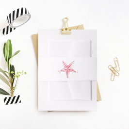 ピンクスターフィッシュベリーバンド、ビーチ結婚式 招待状ベリーバンド