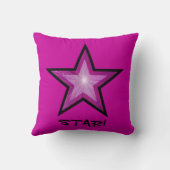 ピンクスターブラック装飾用クッションスクエアピンク クッション (裏面)
