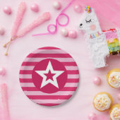 ピンクスタープレート ペーパープレート (パーティー)