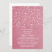 ピンクスターリーナイトベビーシャワー招待状 招待状 (正面/裏面)