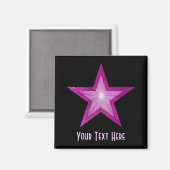 ピンクスター冷蔵庫「Your Text」マグネット正方形ブラック マグネット (正面/裏面)