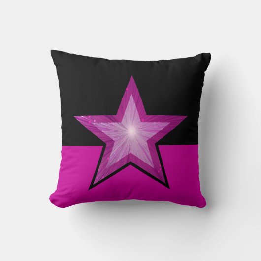 ピンクスター装飾用クッションスクエアピンクブラック クッション (正面)