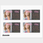 ピンクスター誕生日サンキューフォト 長方形シール (シート)