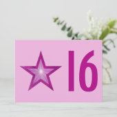 ピンクスター'16'誕生日の招待ピ淡い色のンク 招待状 (スタンド正面)