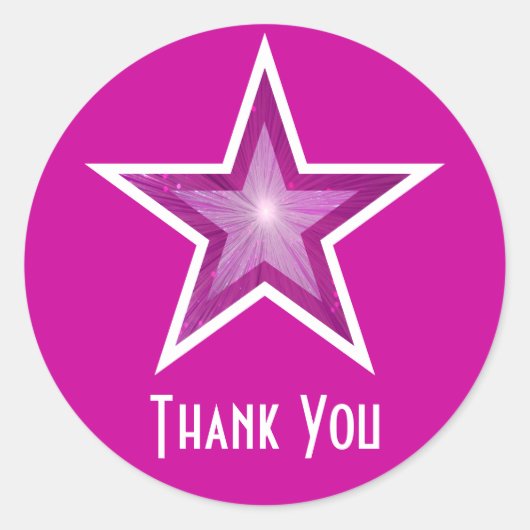 ピンクスター「ありがとう」ラウンドステッカーピンク ラウンドシール (正面)
