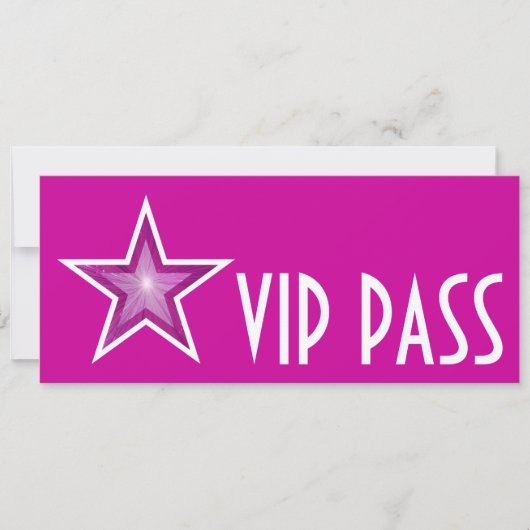 ピンクスター 'VIP PASS' 招待状 ピンク 長 (正面)