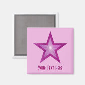 ピンクスター「Your Text」磁石四角ピンク淡い色の色 マグネット (正面/裏面)