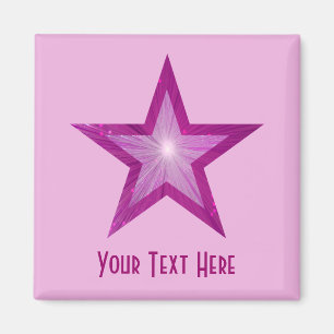 ピンクスター「Your Text」磁石四角ピンク淡い色の色 マグネット