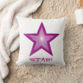 ピンクスター'STAR!'装飾用クッションスクエア白 クッション (ブランケット)