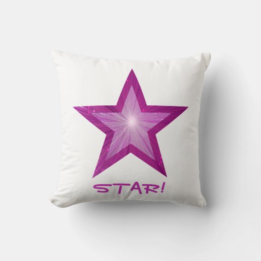 ピンクスター'STAR!'装飾用クッションスクエア白 クッション (正面)